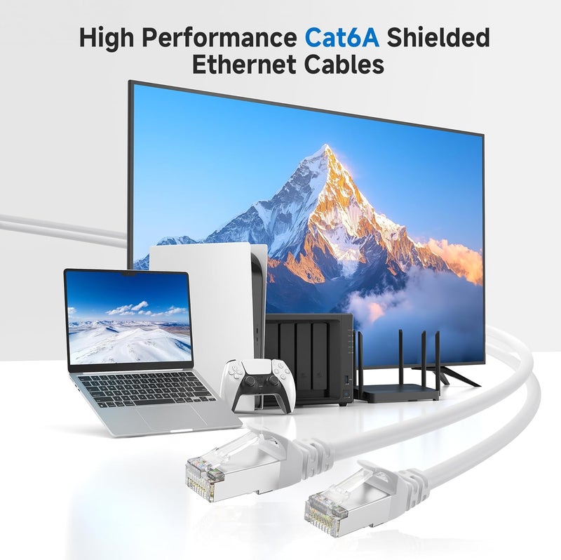 Cable Matters 10Gbps Snagless Shielded Cat6A Ethernet Cable 50 ft (SSTP, SFTP Shielded Ethernet Cable, Shielded Cat6 Cable, Cat 6 Shielded Network Cable) in White - Image 2
