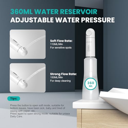 F FUNX FFUNX Portable Bidet for Travel, Mini Foldable Handheld Personal Travel Bidet with 2 Pressure Options, IPX7 Waterproof Jet Spray Toilet - Image 3