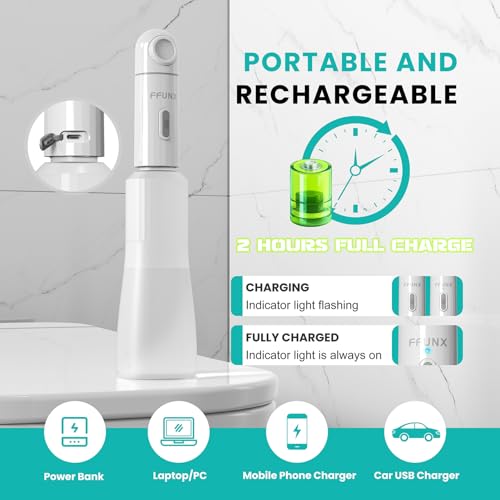 F FUNX FFUNX Portable Bidet for Travel, Mini Foldable Handheld Personal Travel Bidet with 2 Pressure Options, IPX7 Waterproof Jet Spray Toilet - Image 4