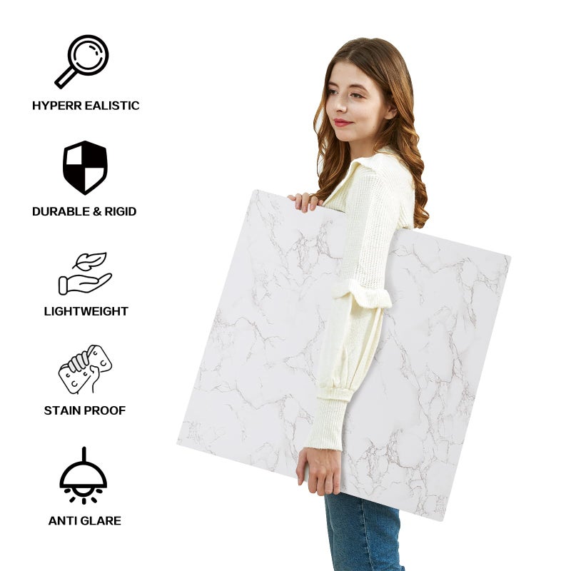 BEIYANG 2 PCS 4 Pattern Boards Photo Backdrop for Flat Lay, Food Photography Background 24x24 Inch, BEIYANG (Marble+Light Gray) - Image 3