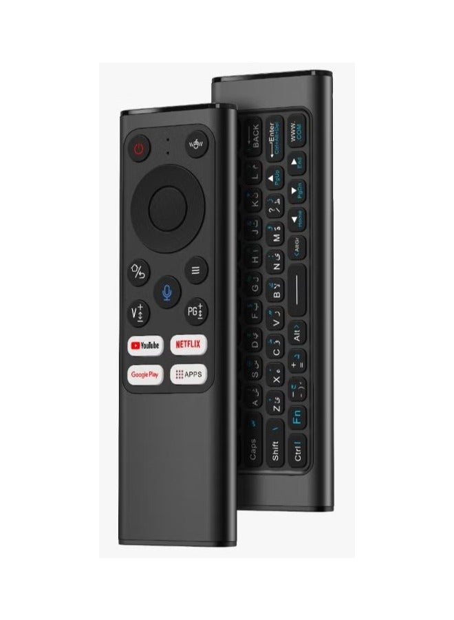 TV Wireless Remote Pro with Keyboard and Mouse / Compatible with Android/Windows/Mac OS/Linux / Voice Assistant / Smart Remote Control / IR Remote / Air Mouse / Mini Keyboard - Black - Image 1