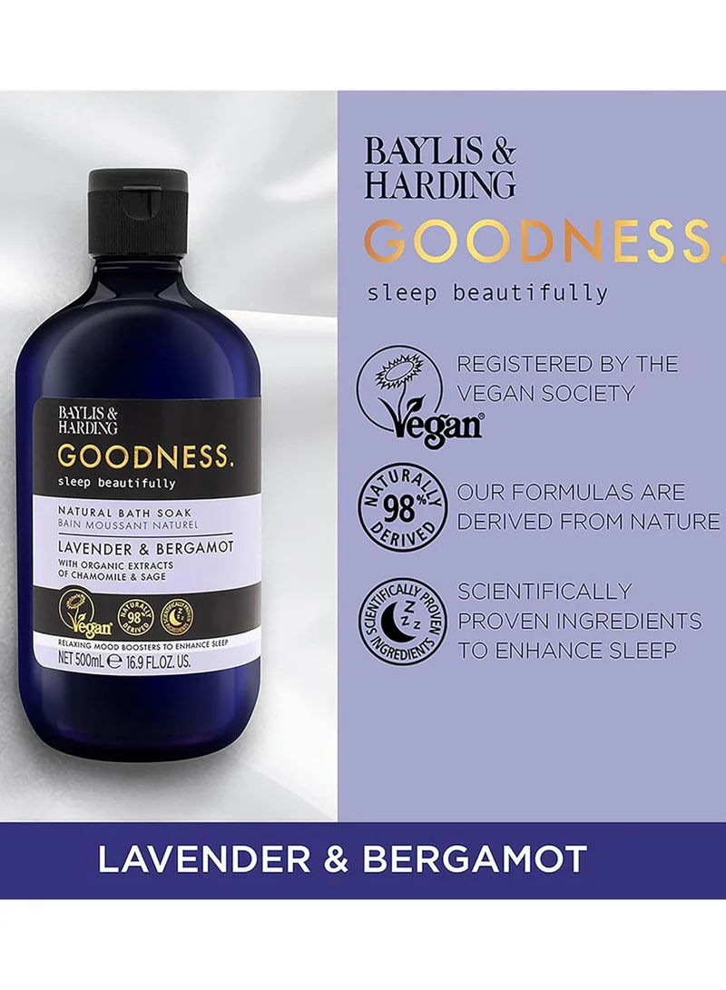 Baylis & Harding Goodness Sleep Lavender and Bergamot Bath Soak, 500ml | Natural Essential Oils for Relaxation and Better Sleep | Vegan