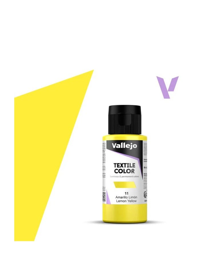 فاليجو طلاء أقمشة بلون أصفر ليموني 11 – زجاجة 60 مل، لمسة نهائية غير لامعة قابلة للغسل، درجة فنية - Image 1