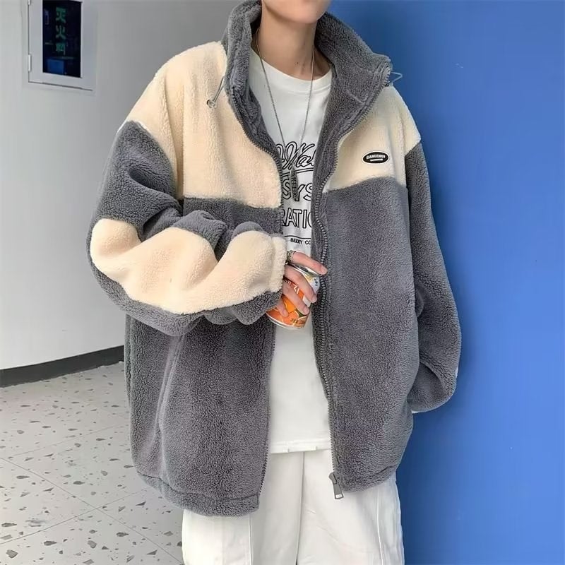 2024 Winter New Youth fleece-lined Thickened Cotton-padded Clothes Hong Kong Style Lamb Velvet Warm Couple All-match Coat Cotton-padded Jacket Blue  - Image 4
