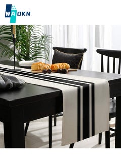 Geometric Striped Linen Table Runner 33*230CM, Modern Farmhouse Style Tablecloth, Black Stripe Home Tabletop Protector, Dresser Bridal Shower Family Table Decoration (Black & White) - pzsku/Z27BDF90A8F43E4A6D8BFZ/45/_/1727684252/07bf0d98-88e5-48fb-b18e-e1ba93c7902f