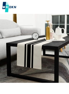 Geometric Striped Linen Table Runner 33*230CM, Modern Farmhouse Style Tablecloth, Black Stripe Home Tabletop Protector, Dresser Bridal Shower Family Table Decoration (Black & White) - pzsku/Z27BDF90A8F43E4A6D8BFZ/45/_/1727684254/7f548dd8-00ce-47d6-b5ff-4e4b07573c3e