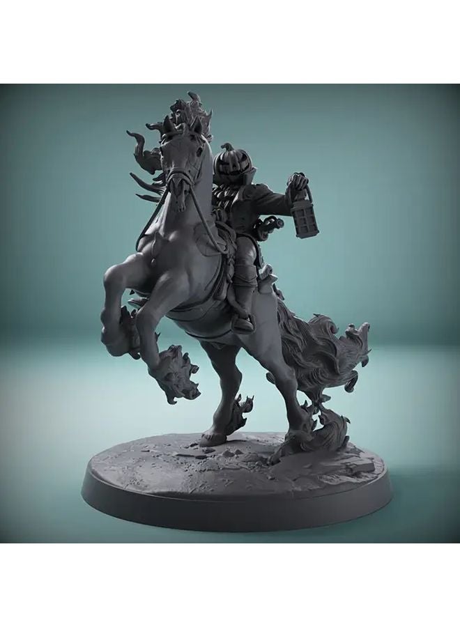 Knight On Horseback With Sword Jack O Lantern Gothic Medieval Fantasy Figure 1pc - Image 1