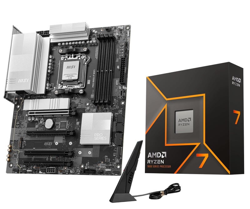 Micro Center AMD Ryzen 7 9700X CPU Processor with MSI PRO B850-P WiFi Motherboard (ATX, AM5, DDR5, PCIe 5.0, M.2 Gen5, Wi-Fi 7, 5G LAN) - Image 1