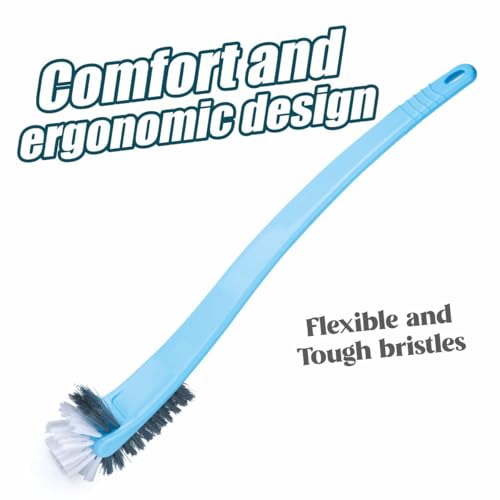 Homeor Double Hockey Shape Toilet Cleaner Brush, Toilet Cleaning Brush for Western and Indian Toilet, Bathroom Brush for Toilet Cleaning, Plastic Toilet Brush with Nylon Bristles, 1 Piece, Blue - Image 2