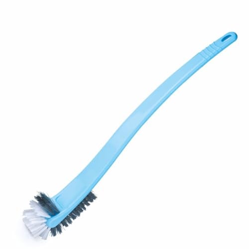 Homeor Double Hockey Shape Toilet Cleaner Brush, Toilet Cleaning Brush for Western and Indian Toilet, Bathroom Brush for Toilet Cleaning, Plastic Toilet Brush with Nylon Bristles, 1 Piece, Blue - Image 1