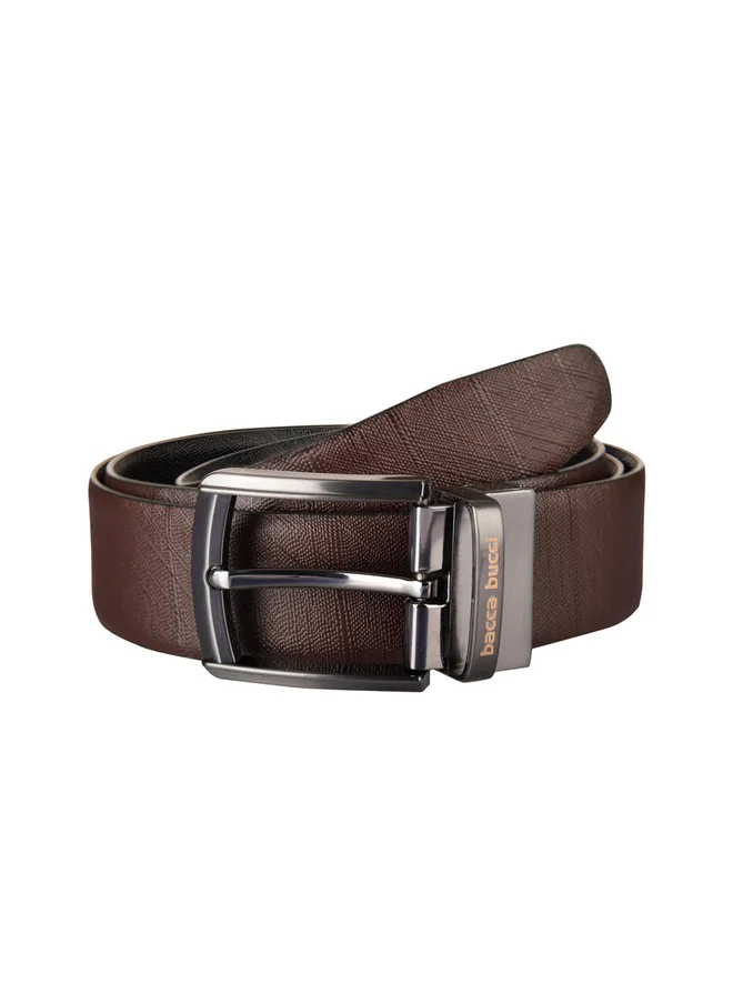 باكا بوتشي حزام رجالي جلد أسود وبني قابل للعكس