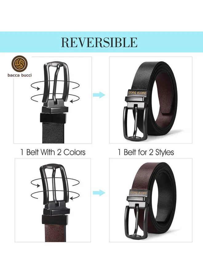 Bacca Bucci  Men's Reversible Black and Brown Leather Belt for Men | Best Price UAE