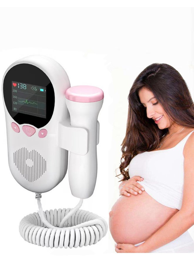 JIEZM Fetal Heart Rate Monitor, Portable Ultrasound Doppler with LCD Screen, Fetal Doppler for Pregnancy, Doppler Fetal Monitor Heartbeat Fetal Doppler for New Moms Easy to Use at Home,Curve display - Image 1
