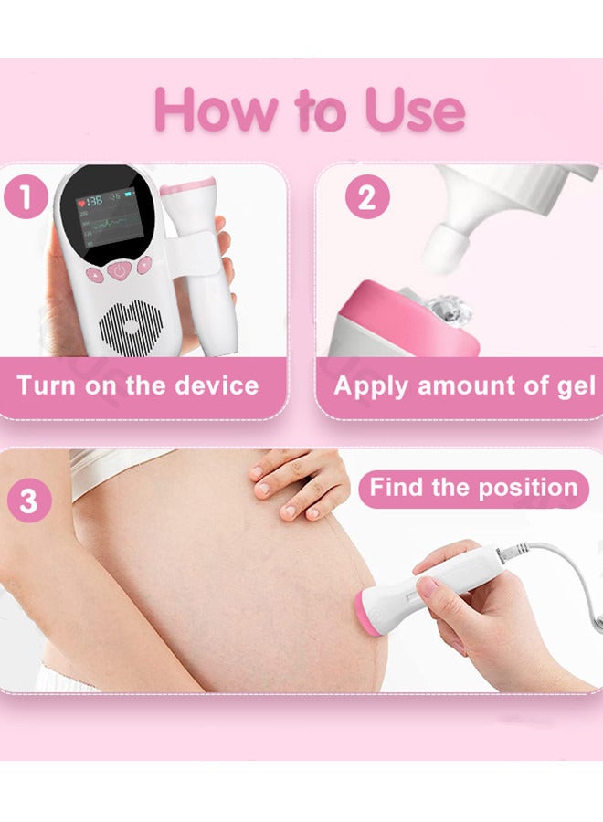 JIEZM Fetal Heart Rate Monitor, Portable Ultrasound Doppler with LCD Screen, Fetal Doppler for Pregnancy, Doppler Fetal Monitor Heartbeat Fetal Doppler for New Moms Easy to Use at Home,Curve display - Image 3