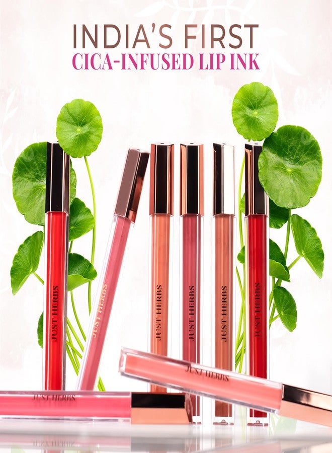 جاست هيربز أحمر شفاه Just Herbs Lip Ink غني بمستخلص نبات السيكا، مقاوم للانتقال، يدوم طويلاً، مصنوع من مواد نباتية للنساء، 2 مل (لاتيه اليقطين). - Image 3