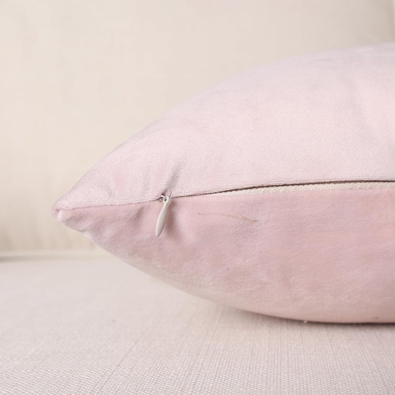 MZPSO Pack of 2, Velvet Super Soft Solid Decorative Square Throw Pillow Covers Set Cushion Case for Sofa Bedroom Car 20 x 20 Inch 50 x 50 cm, Pink - Image 4