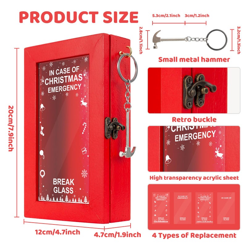 KHJCXS Funny Gift Emergency Box w/Hammer, In Case of Emergency Break Glass Boxes, 4 Types of Replacement, Halloween hilarious Desk Decor, White Elephant Gift and Gag Gifts for Friend Coworker Family - Image 2