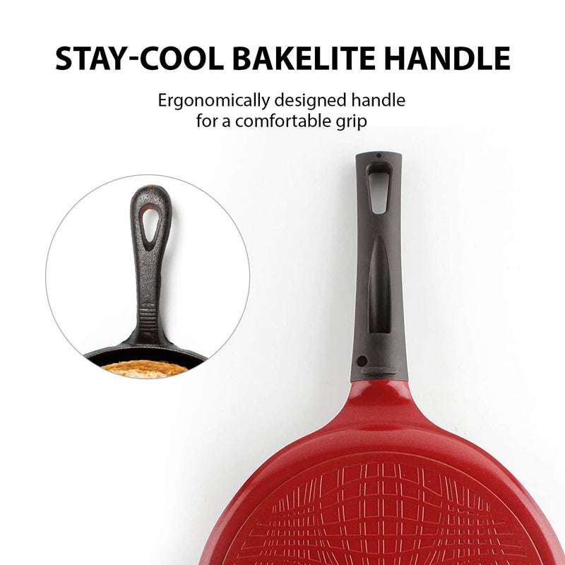 Neoflam مقلاة كريب، نيفولام، سيراميك، مقلاة غير لاصقة، 10 بوصة، مقبض باكلايت، مقلاة توا، مقلاة، صانعة بان كيك، مقلاة، أومليت، تورتيلا، روتي، نان، دوسا، خفيفة الوزن، خالية من PFOA - Image 3