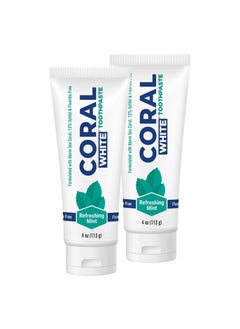 Coral White - Coral White Mint Toothpaste Natural Fluoride SLS Free Coral Calcium Remineralizing Toothpaste 4 Ounce (2 Pack)