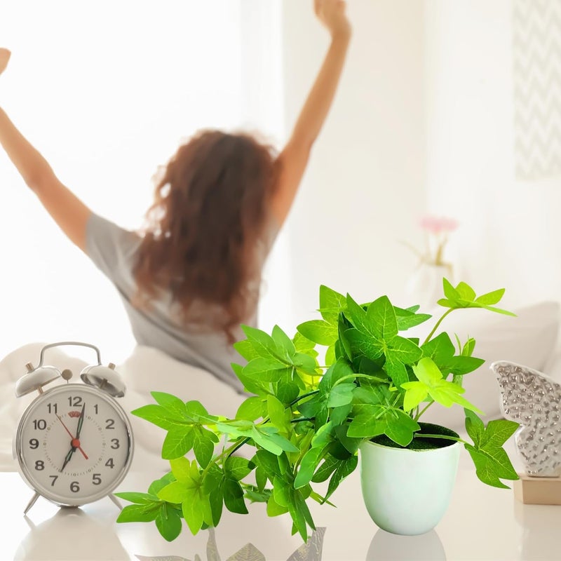 fancymart Plastic Artificial Plant Maple Leaves Falling in Pot, Home and Office Decor Item for Desk & Wall Shelves, Green - Image 5