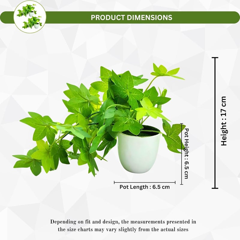 fancymart Plastic Artificial Plant Maple Leaves Falling in Pot, Home and Office Decor Item for Desk & Wall Shelves, Green - Image 4