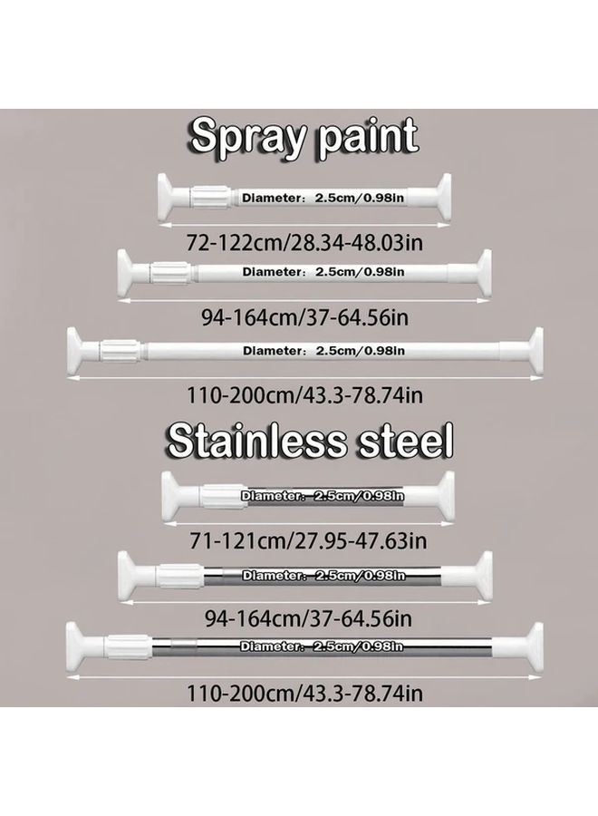 1 Pc Multi Functional No Drill Tension Rod Easy Install Metal Curtain Rod Spray Paint Black 110 200cm 43 3 78 74in For Bathroom Kitchen Window Sill Balcony Living Room Shower Door Wardrobe Support Drying Rod - Image 3