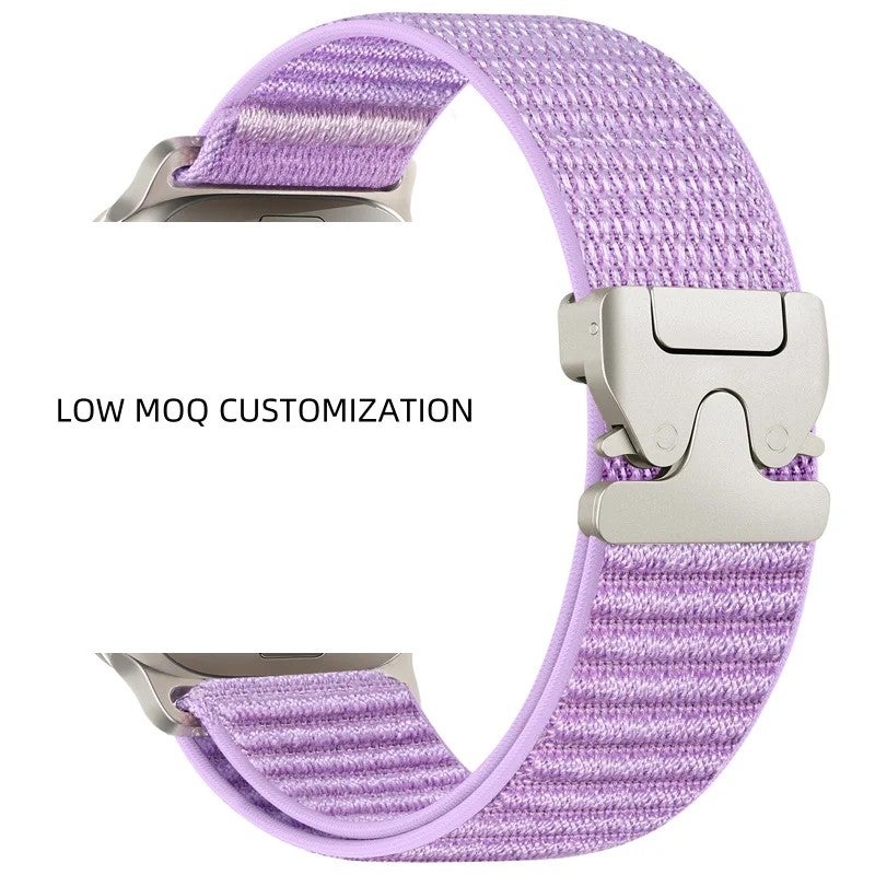 Bluejw Nylon Loop Watch Band for Apple Watch 11, Replaceable Sport Wristband with Parachute Steel Buckle, Soft Smart Watch Strap - Image 3