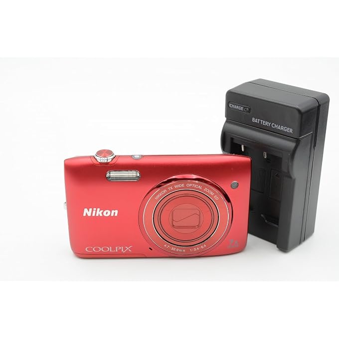 Nikon Coolpix S3400 16 MP Digital Camera with 7x Optical IS Zoom, 2.7-Inch LCD (Red) - Image 1