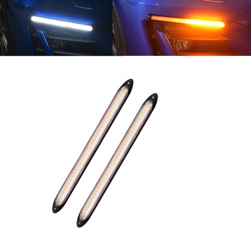 Yolu 2Pcs Flexible LED Daytime Running Light with Starter Scanning DualColor Streaming Turn Signal Indicator Light Universal fit 12V vehicles 944 - Image 1