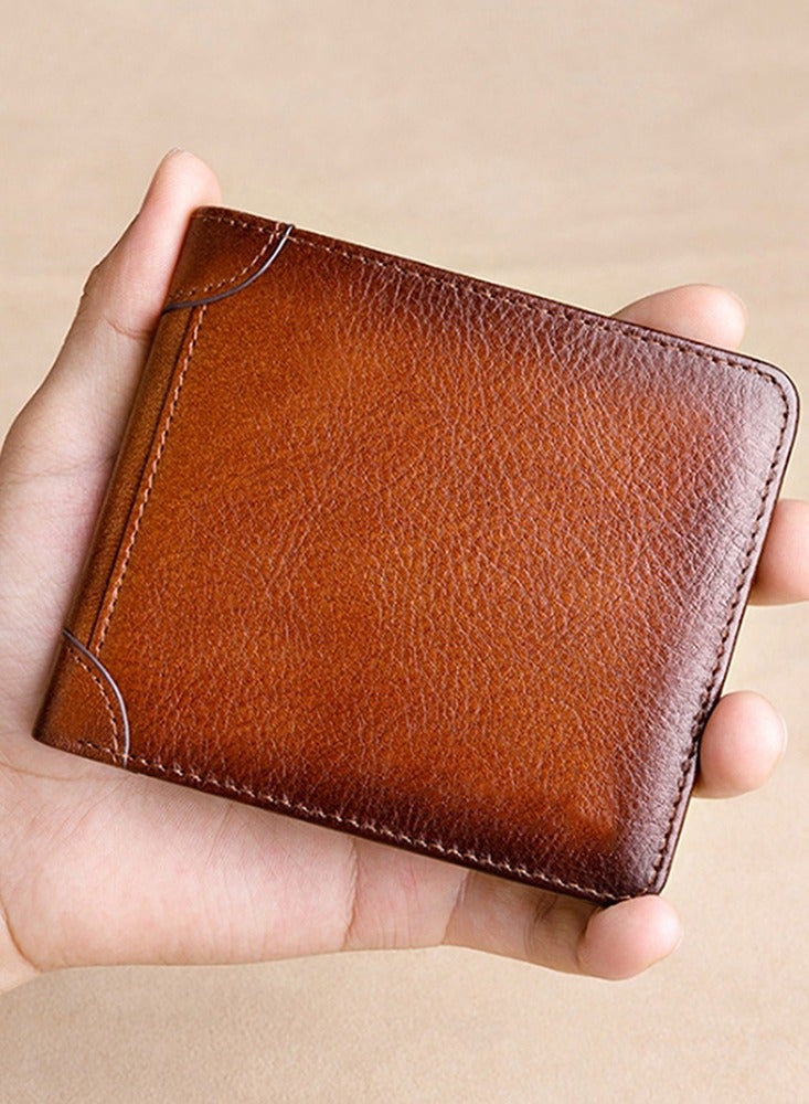 High Quality Men Ultra-thin Double-folded Multinfunction Wallet Large Capacity Short Style RFID ID Card Holder For Husband Father - Image 1