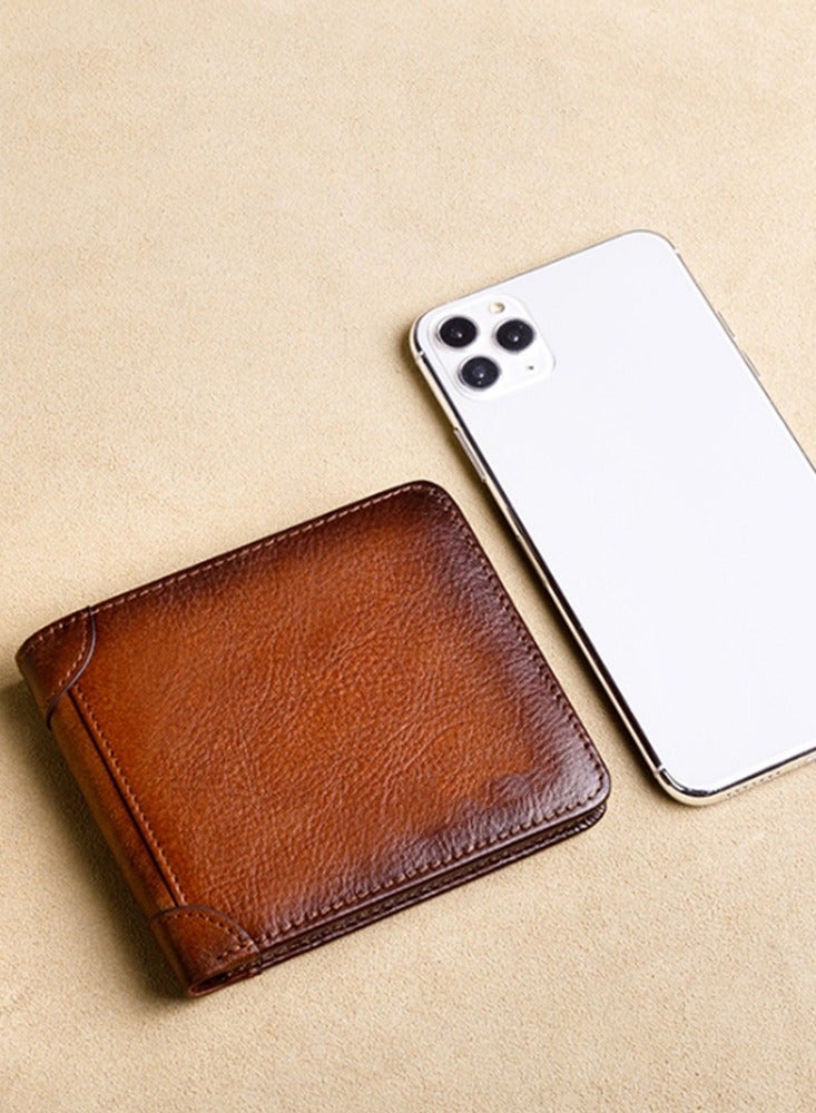 High Quality Men Ultra-thin Double-folded Multinfunction Wallet Large Capacity Short Style RFID ID Card Holder For Husband Father - Image 3