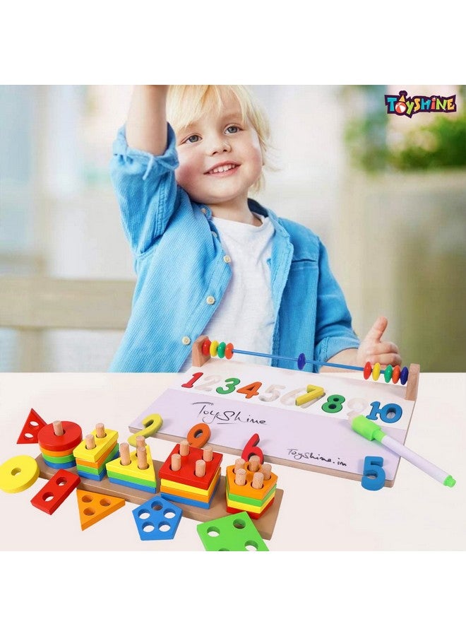 Toyshine Toyshine Wooden Learning Toy Combo, Writing Number Board And Shape Sorter | Montessori Gifts Toys For Toddlers Boys & Girls 2 3 4 5 Year Old Preschool Basic Skills Learning, 1 Piece  - Image 4