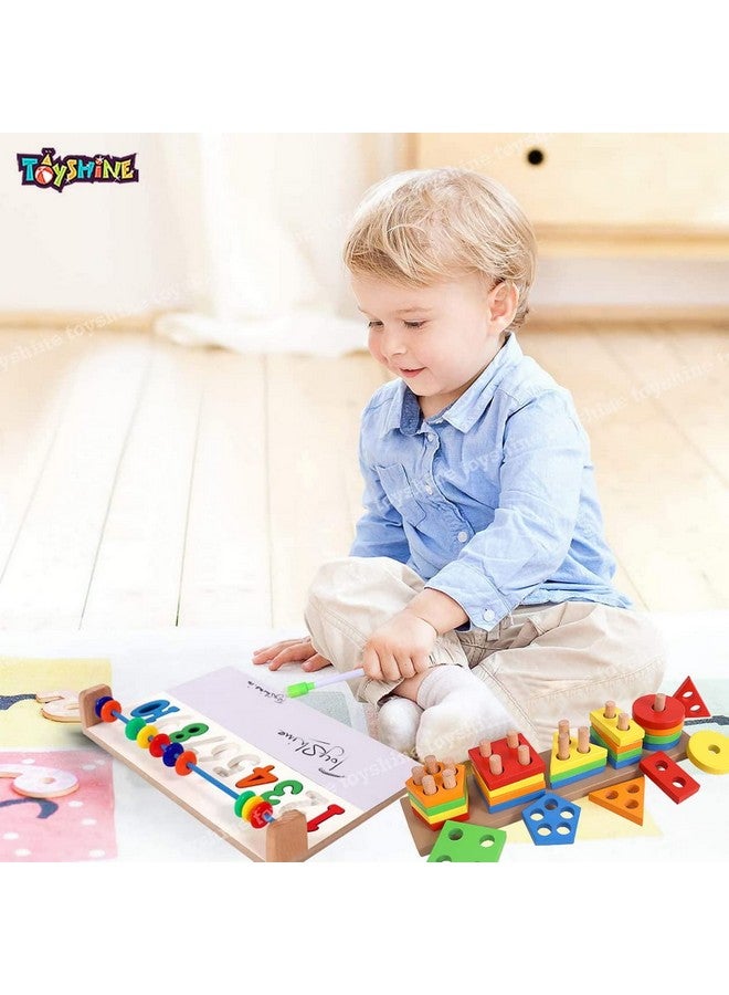 Toyshine Toyshine Wooden Learning Toy Combo, Writing Number Board And Shape Sorter | Montessori Gifts Toys For Toddlers Boys & Girls 2 3 4 5 Year Old Preschool Basic Skills Learning, 1 Piece  - Image 3