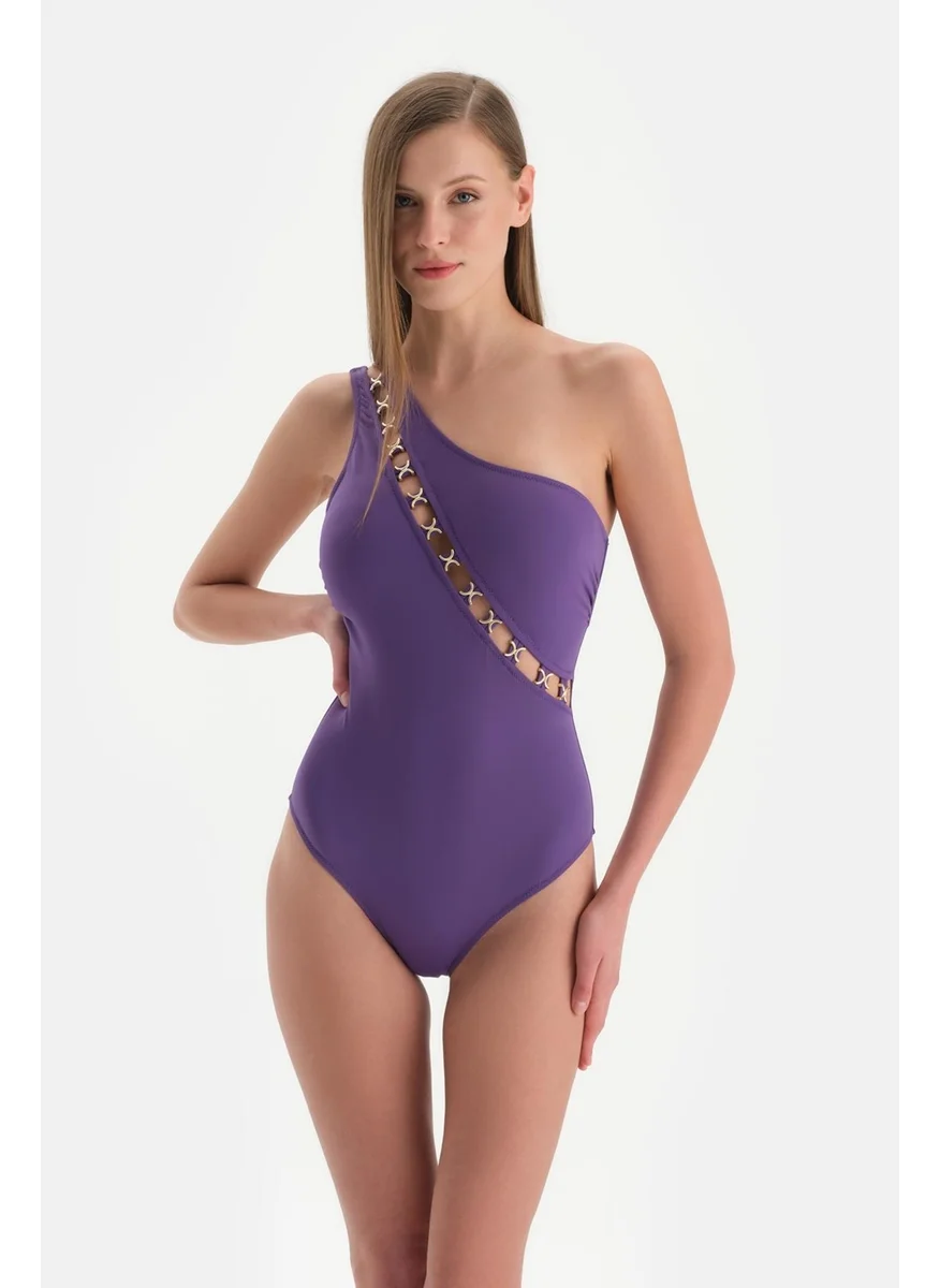 dagi Purple One Shoulder Swimsuit