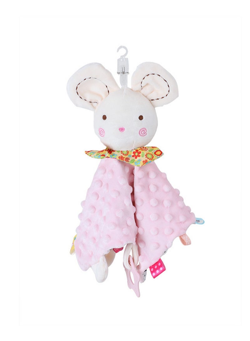 Baby Comfort Towel Animal Comfort Doll Baby Comfort Toy Doll Comfort Plush Toy (Pink Mouse) - Image 1