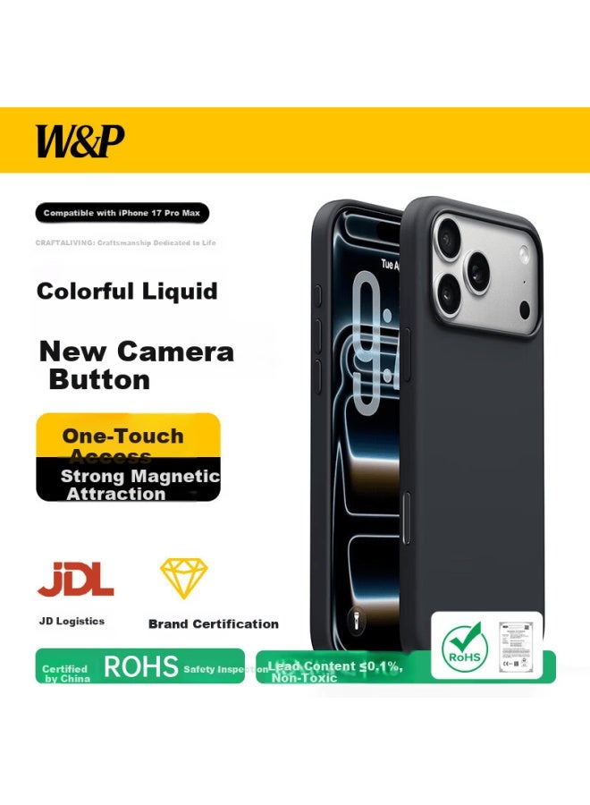 WP W&p Full Camera Button Coverage Apple Iphone 17 Pro Max Case Liquid Silicone Magnetic Shockproof Magsafe Black - Image 1