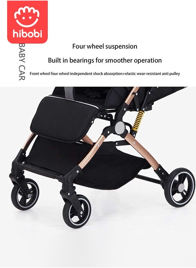 hibobi - Two-Way Push High View Portable Folding Stroller - Brown - Image 1