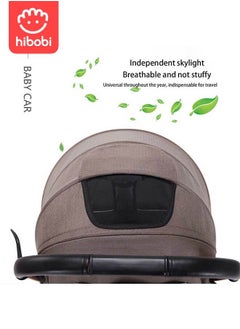 hibobi Two-Way Push High View Portable Folding Stroller - Brown  - Image 5