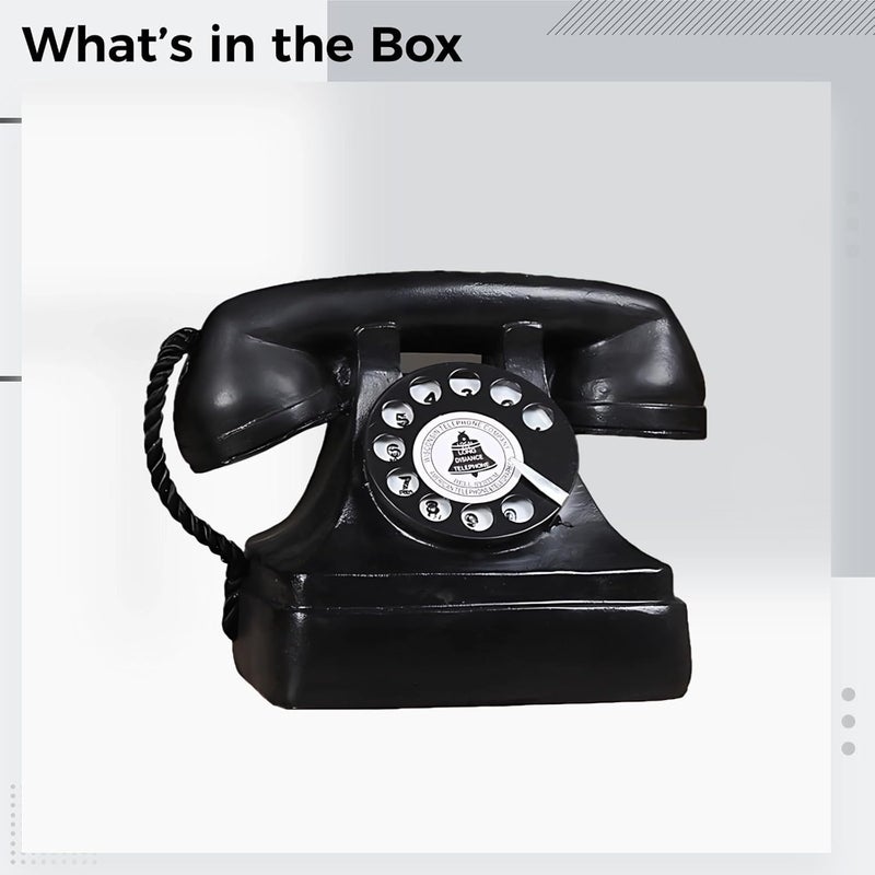 Vintage Decor Antique Phones Tinplate Model Retro Landline Phone, with Handset Dial Classic Design Black, Ideal Display for Home Or Coffee Shop - Image 3