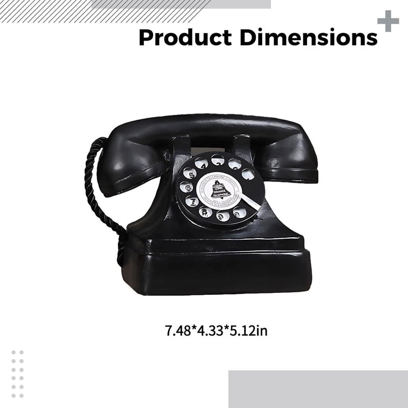 Vintage Decor Antique Phones Tinplate Model Retro Landline Phone, with Handset Dial Classic Design Black, Ideal Display for Home Or Coffee Shop - Image 2