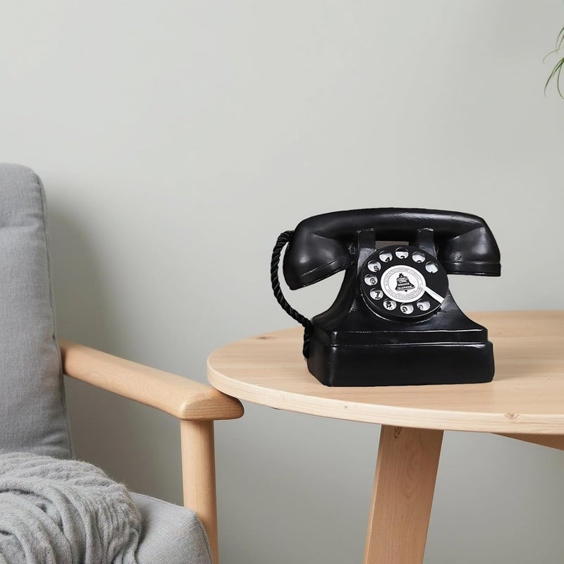 Vintage Decor Antique Phones Tinplate Model Retro Landline Phone, with Handset Dial Classic Design Black, Ideal Display for Home Or Coffee Shop - Image 4