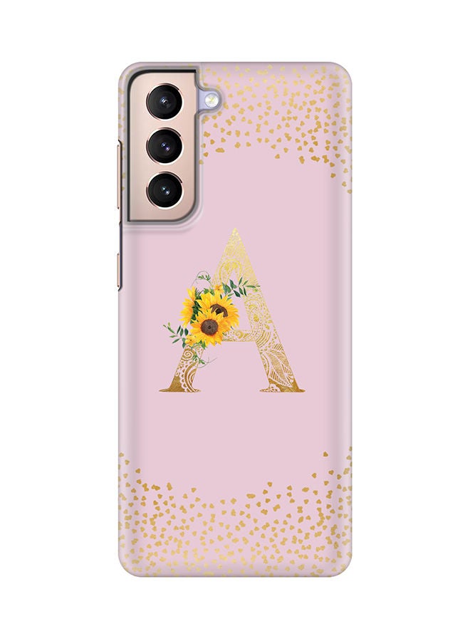 Stylizedd Monogram Slim Cover for Samsung Galaxy S21 Plus 5G Case Custom Initials Letter Floral Pattern Snap Series Mobile Cover Matte Alphabet  - A (Pink) - Image 1