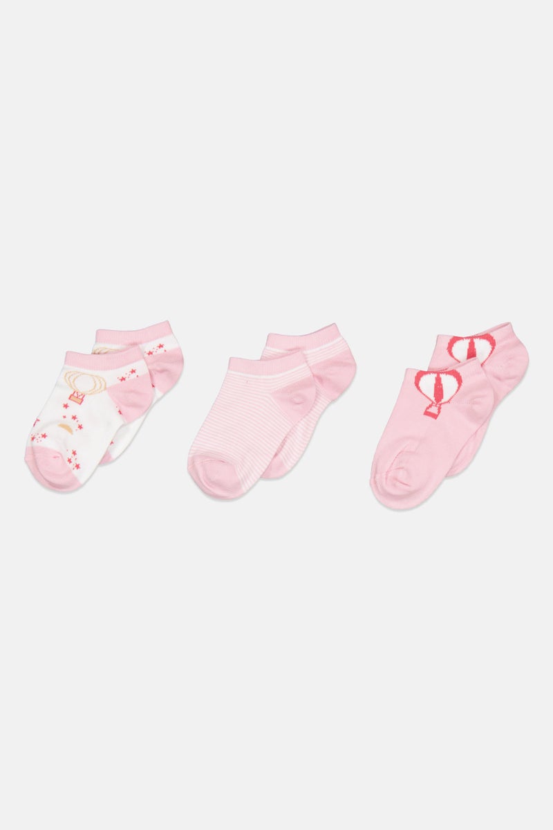 bebe Kids Girl 3 Pairs Printed Ankle Socks, Multicolor  - Image 2