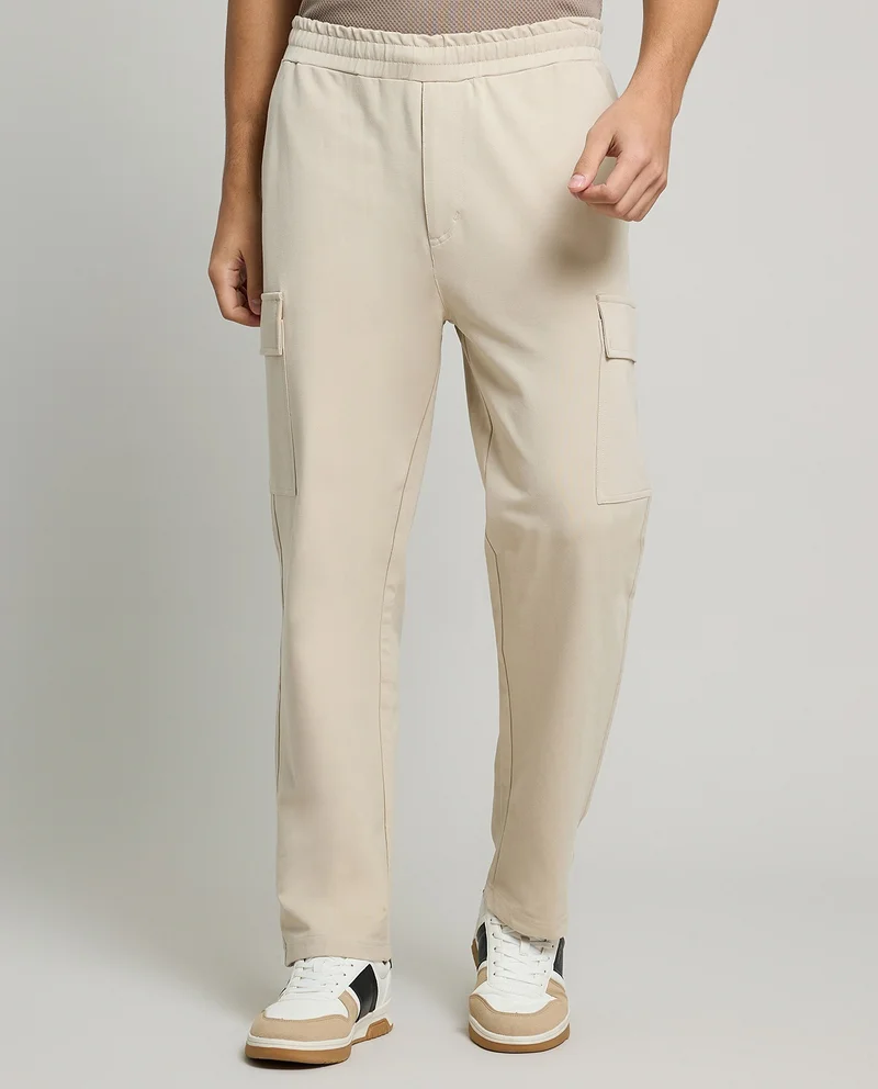 أر أند بي Solid Cargo Pants with Drawstring Waist