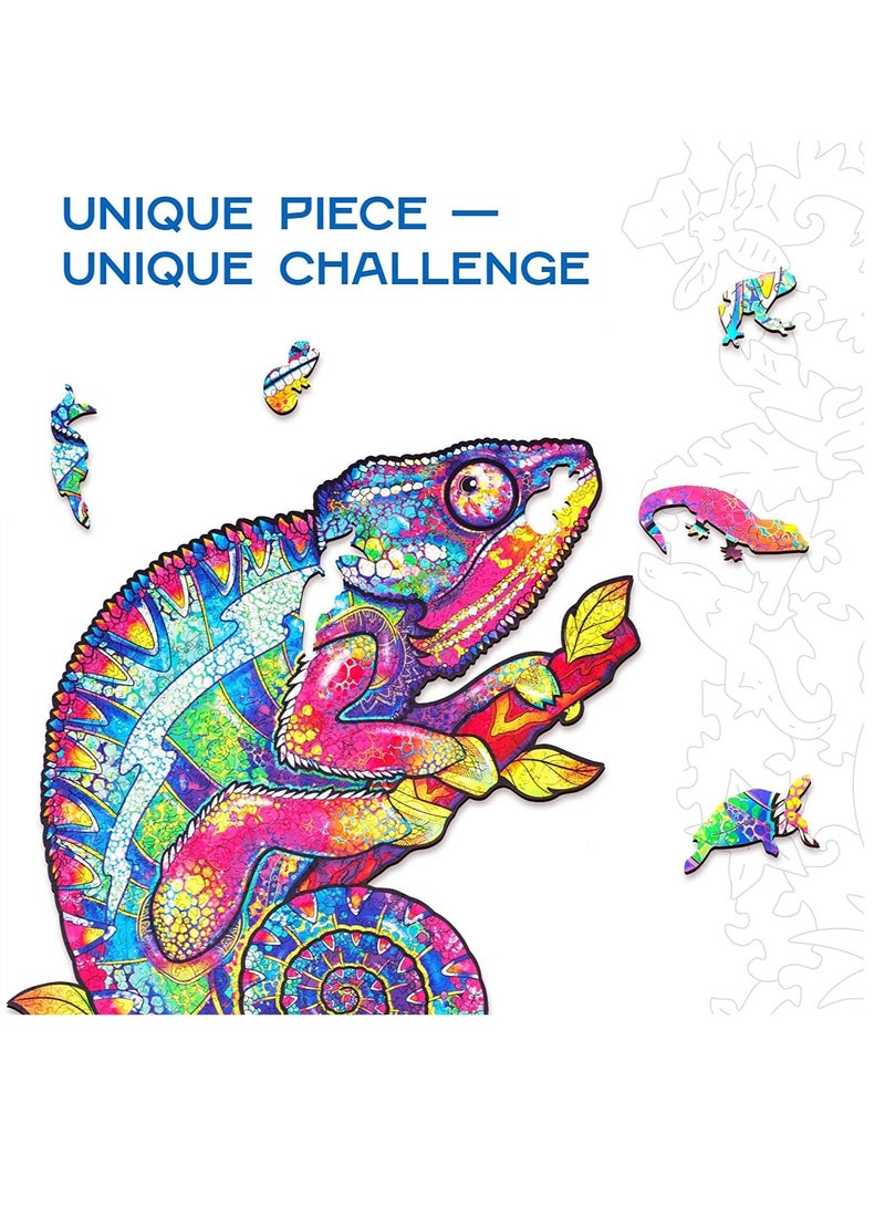 واي آند دي Original Wooden Jigsaw Puzzles - Iridescent Chameleon, Small 7.5"x9.5", Beautiful Gift Package, Unique Shape Best for Adults and Kids - Image 4
