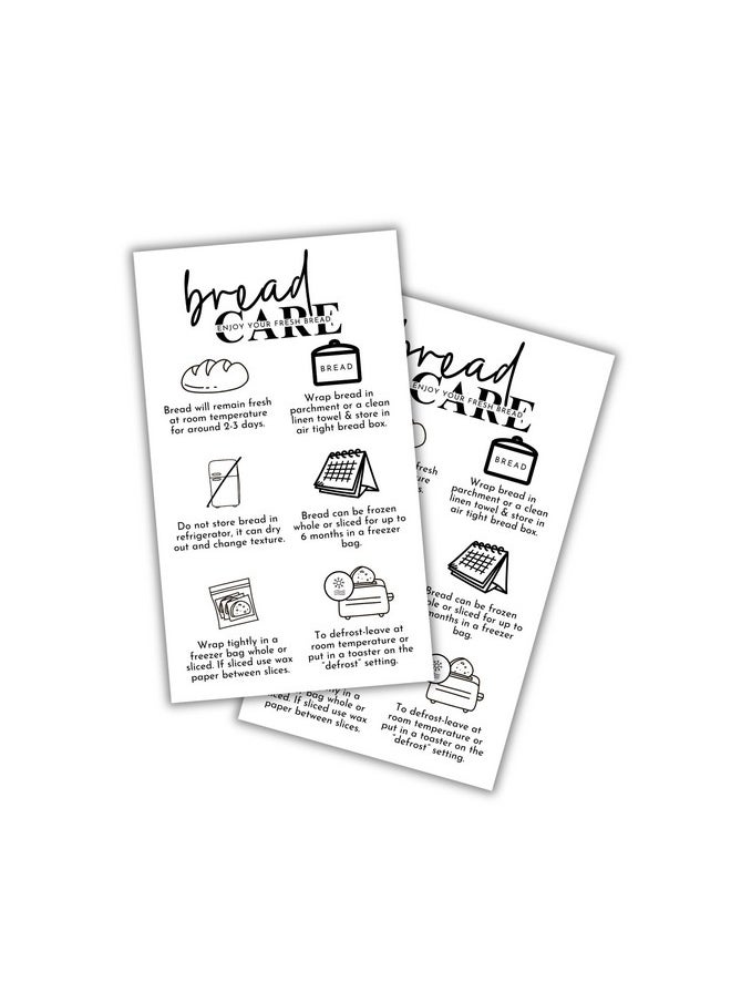 Lashicorn Bread Care Instruction Cards | 50Pk 2X3.5” Sourdough Storage Bakery Baker Client Packaging Cinnamon Roll Cupcake Cake How To Store  - Image 1