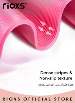 ريوكس يوغا مات، سمكه 10 ملم إضافية عالية الكثافة التدريبات مات مع ضمادة وحقيبة حمل، مضاد للدموع غير منزلق وسادة أرضية كوشي ل بيلاتيس اليوغا اللياقة  - Image 4