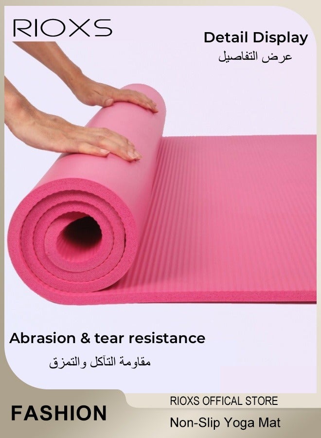 RIOXS Yoga Mats,10 mm  Extra Thick High Density Exercise Mat With Bandage And Carrying Bag,Anti-Tear Non-Slip Pad,Cushy Floor Pad For Pilates Yoga Fitness - Image 1