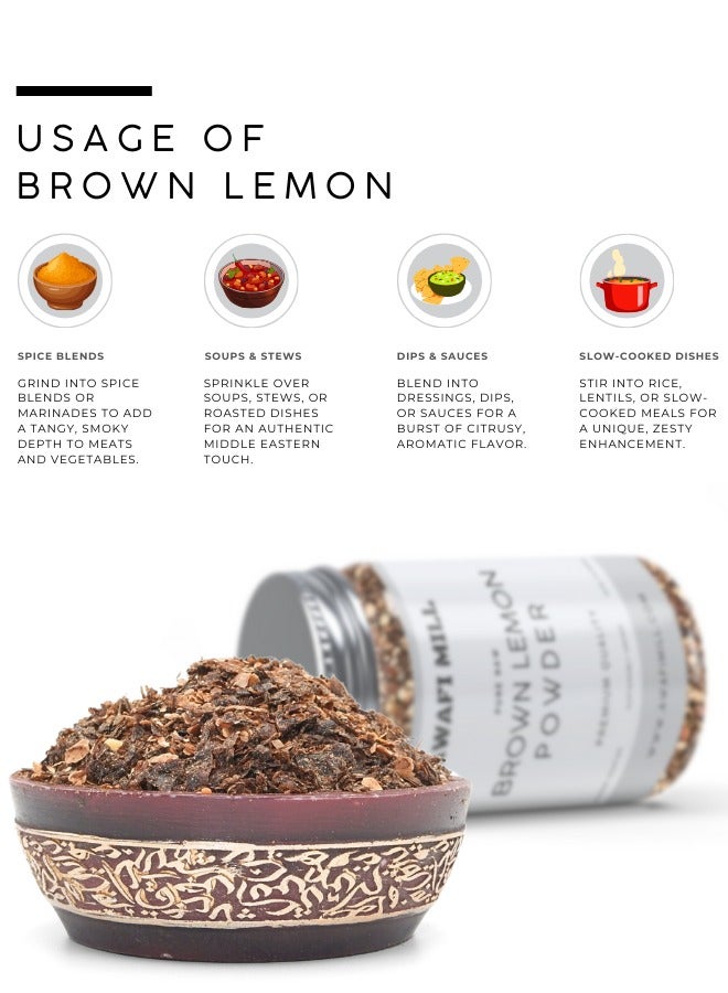Awafi Mill AWAFI MILL Brown Lemon Powder | Dried Lemon Peel Powder | Natural Citrus Flavor  - Image 3