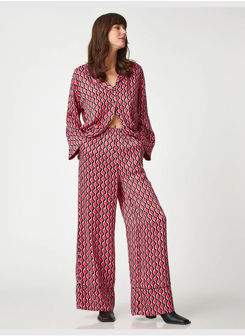 كوتون Palazzo Trousers Pocket Elastic Waist